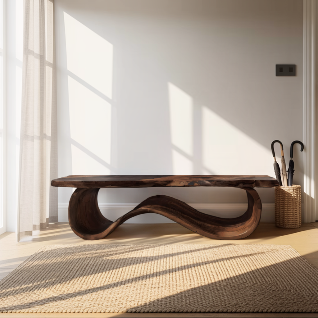 Organic Sculptural Bench For Entryway Decor