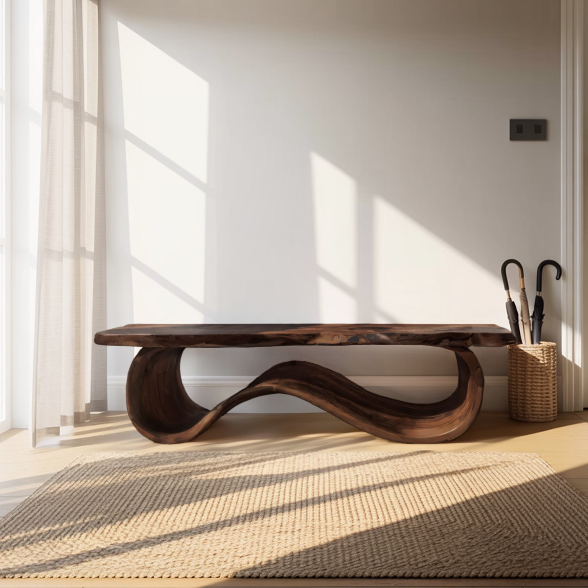 Organic Sculptural Bench For Entryway Decor