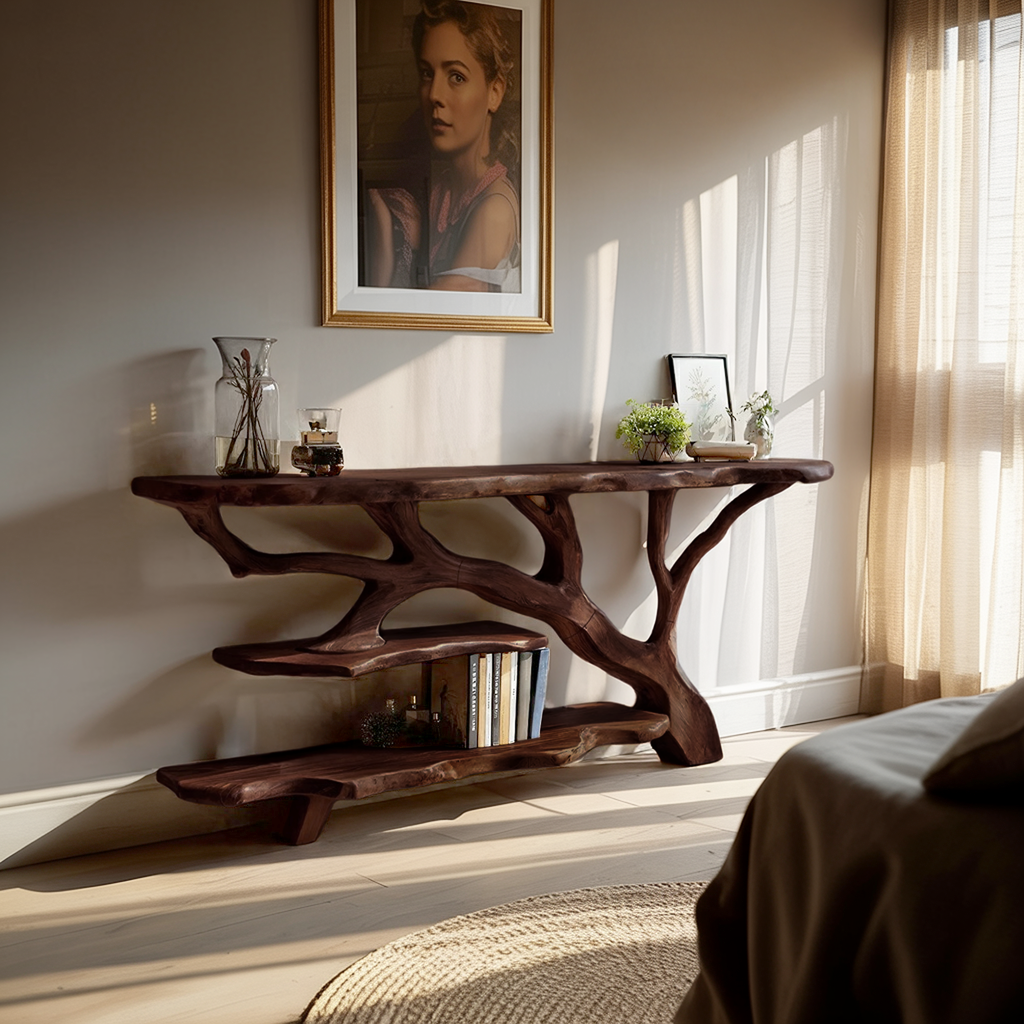 Handcrafted Solid Wood Console Table For Modern Entryway Furniture Decor