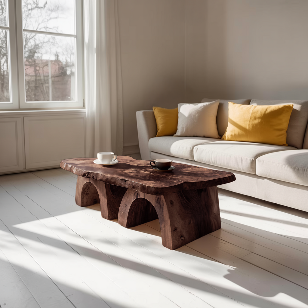 Farmhouse Handcrafted Wooden Live Edge Coffee Table For Decor