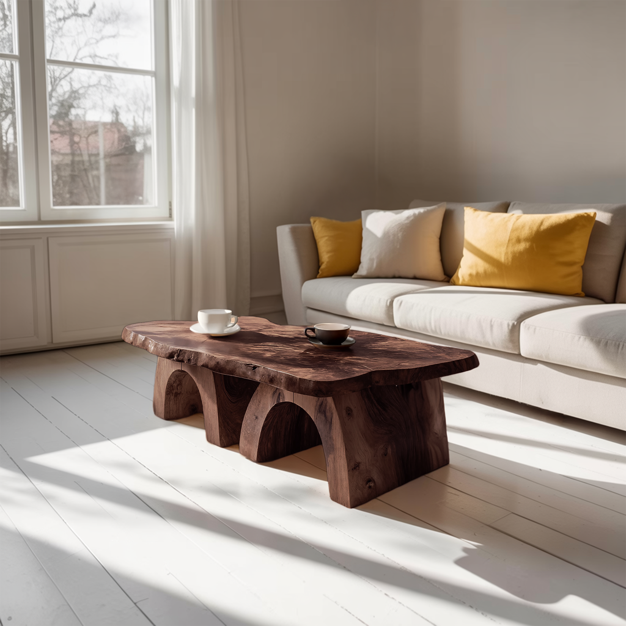 Farmhouse Handcrafted Wooden Live Edge Coffee Table For Decor