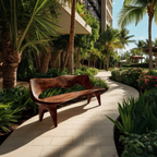 Handcrafted Curved Wood Bench For Outdoor Furniture Styling