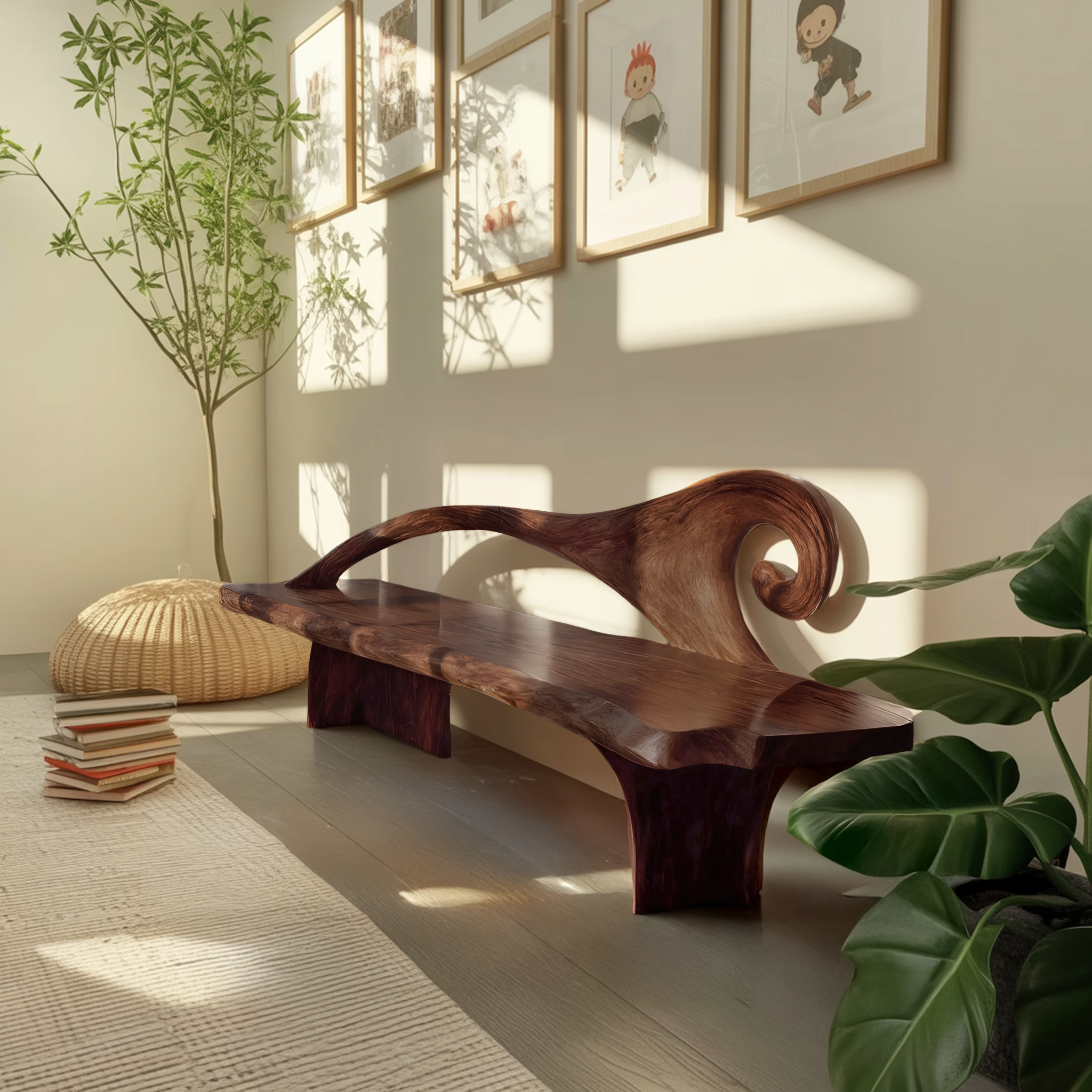 Natural Rustic Wood Entryway Bench For Home Hallway