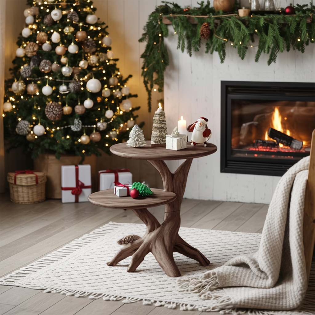 Mid Century Solid Wood End Table For Living Room Holiday Furniture