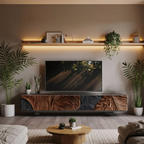 Mid Century Wood Console For Living Room Decor
