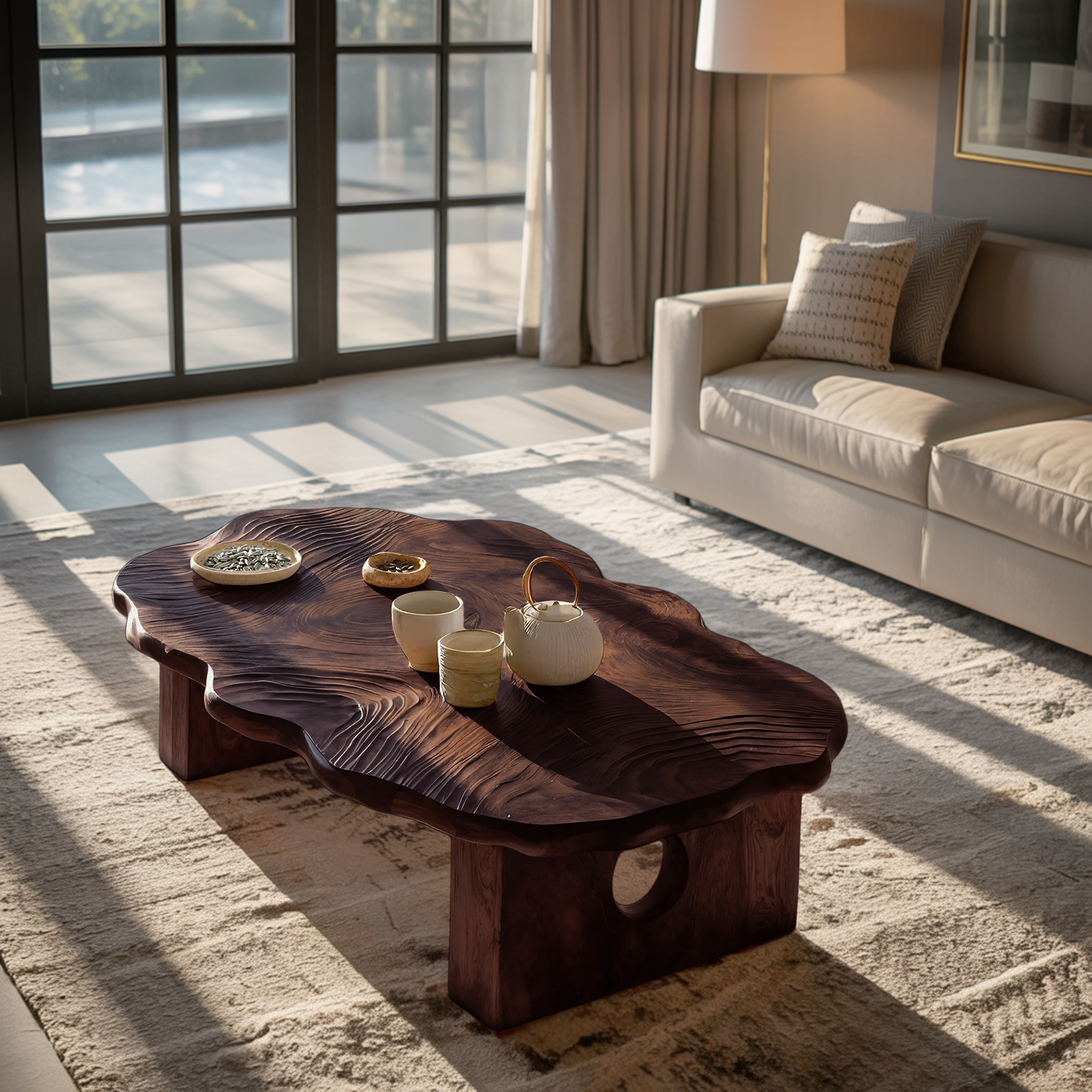 Farmhouse Handcrafted Abstract Coffee Table For Living Room