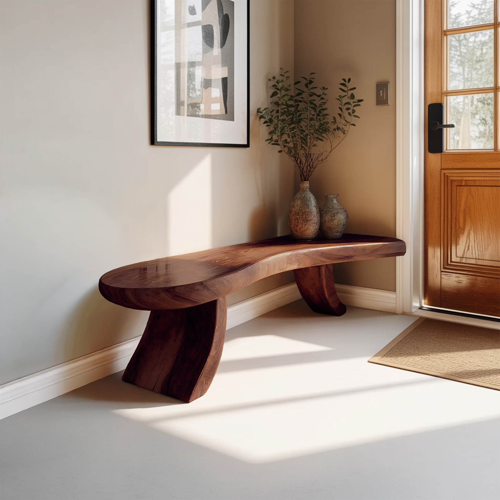 Modern Live Edge Entryway Bench For Minimalist Home Decor
