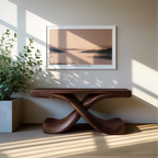Modern Sculptural Console Table With Twisted Base For Living Room