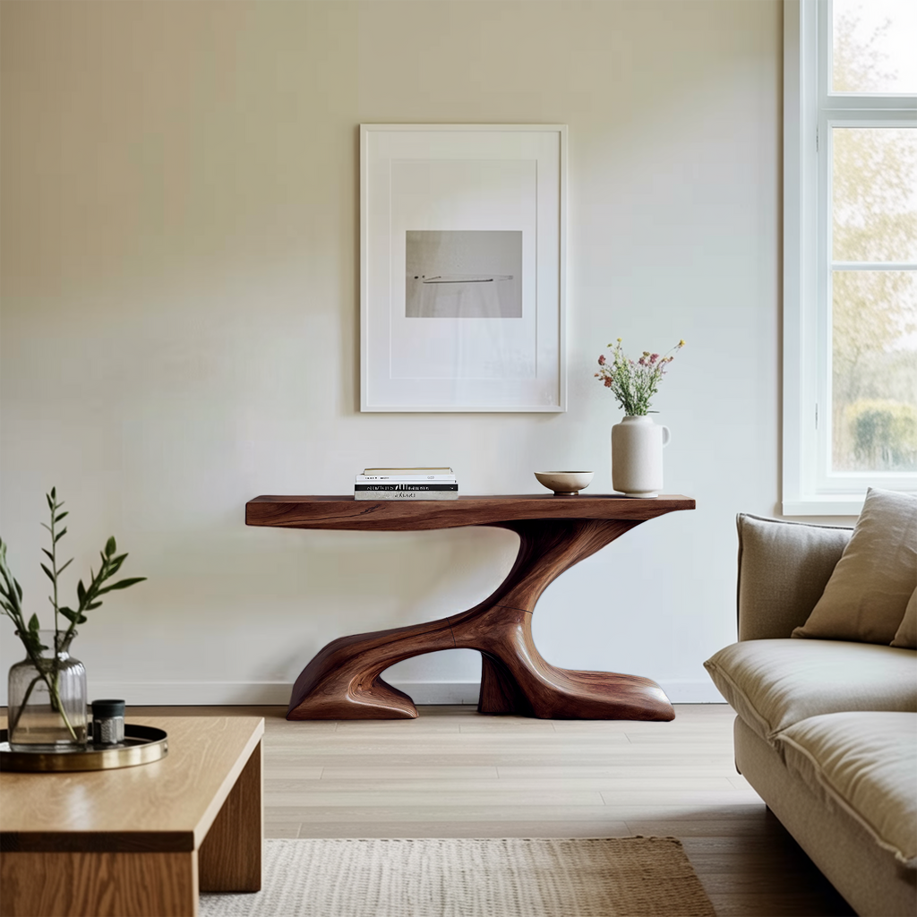 Rustic Solid Wood Console Table For Modern Entryway