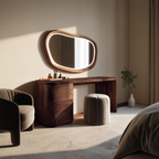 Modern Sculptural Vanity Table With Drawer Storage For Bedroom