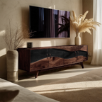 Modern Wooden Live Edge TV Stand For Entryway Design