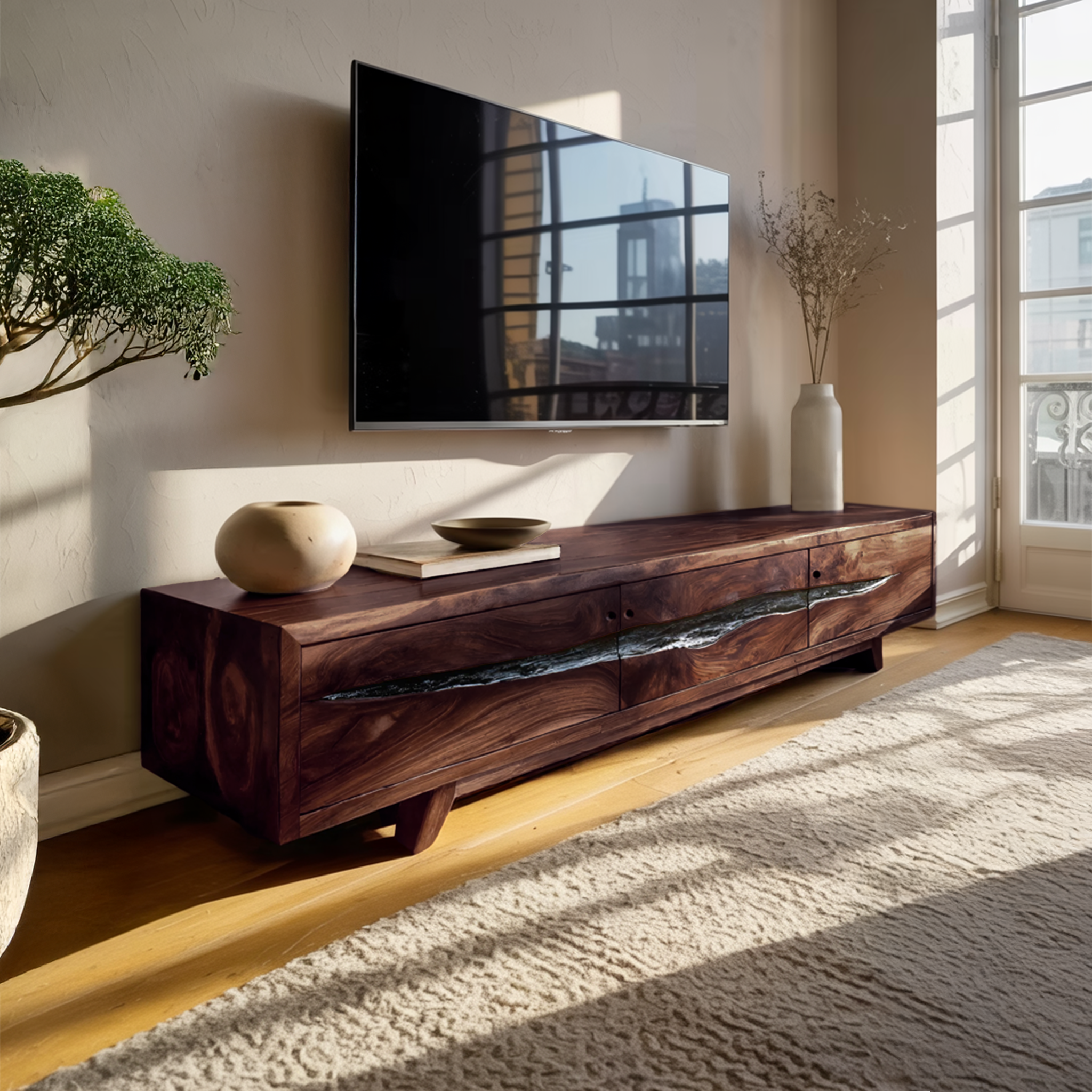 Farmhouse Solid Wood TV Console For Bedroom Design