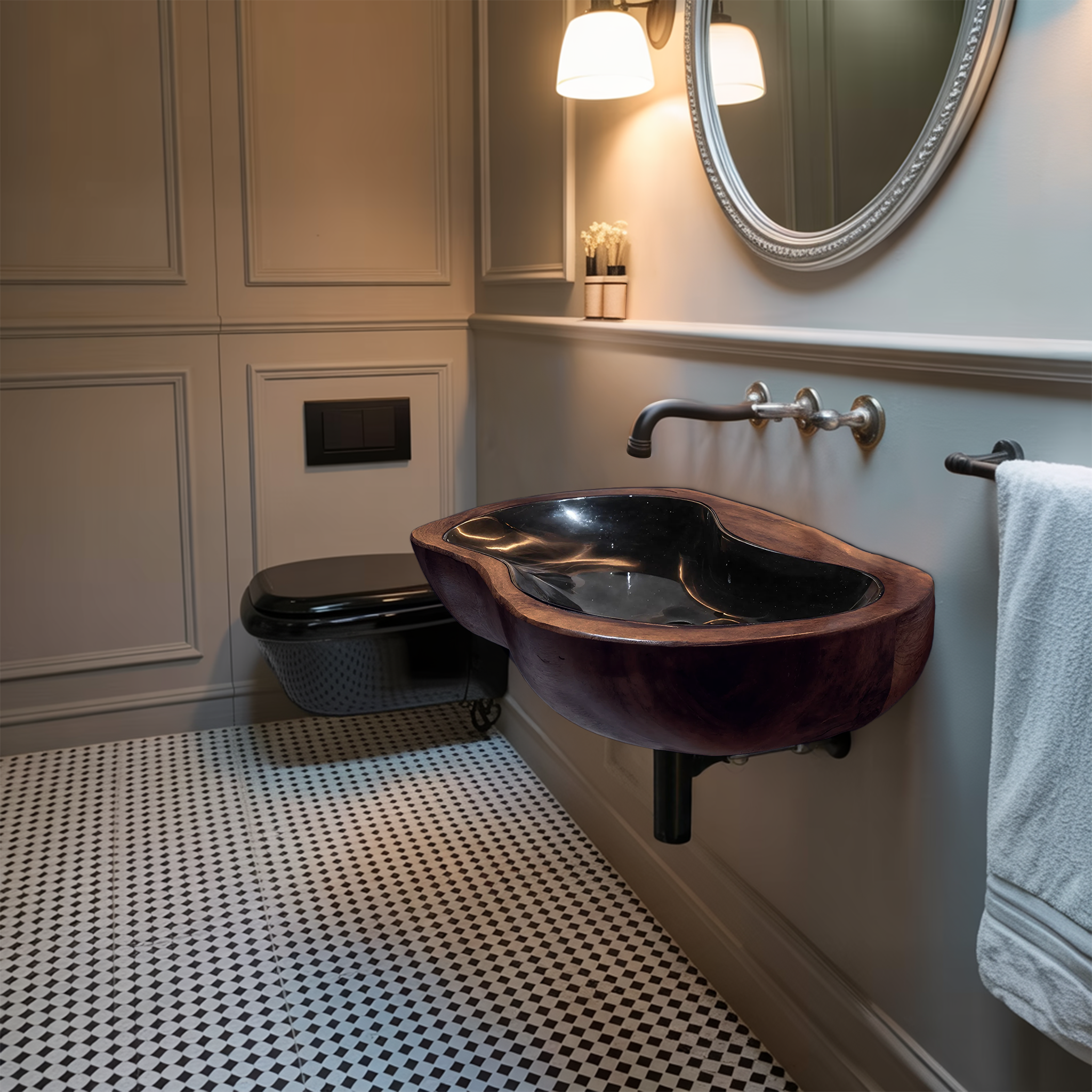 Farmhouse Solid Wood Wash Basin For Rustic Bathroom Vanity Decor
