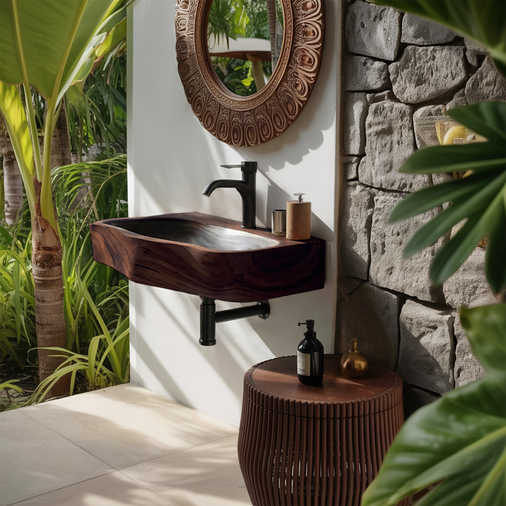 Farmhouse Solid Wood Vanity Sink For Bathroom Furniture Decor