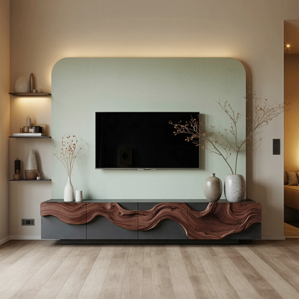 Farmhouse Media Console Cabinet For Living Room