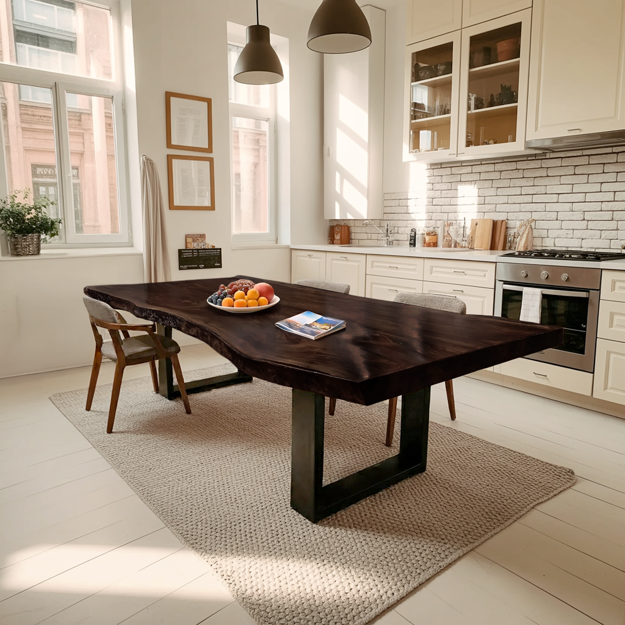 Furniture Decor Modern Solid Wood Dining Table Sleek Edge