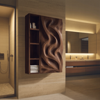 Hand-Carved Bathroom Cabinet Wave Door Design For Bathroom