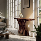 Modern Solid Wood Console Table Live Edge Design For Entryway Decor