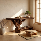 Farmhouse Solid Wood Console Table Sculptural Live Edge For Living Room