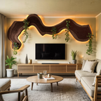 Rustic Sculptural Wall Art For Living Room Above TV