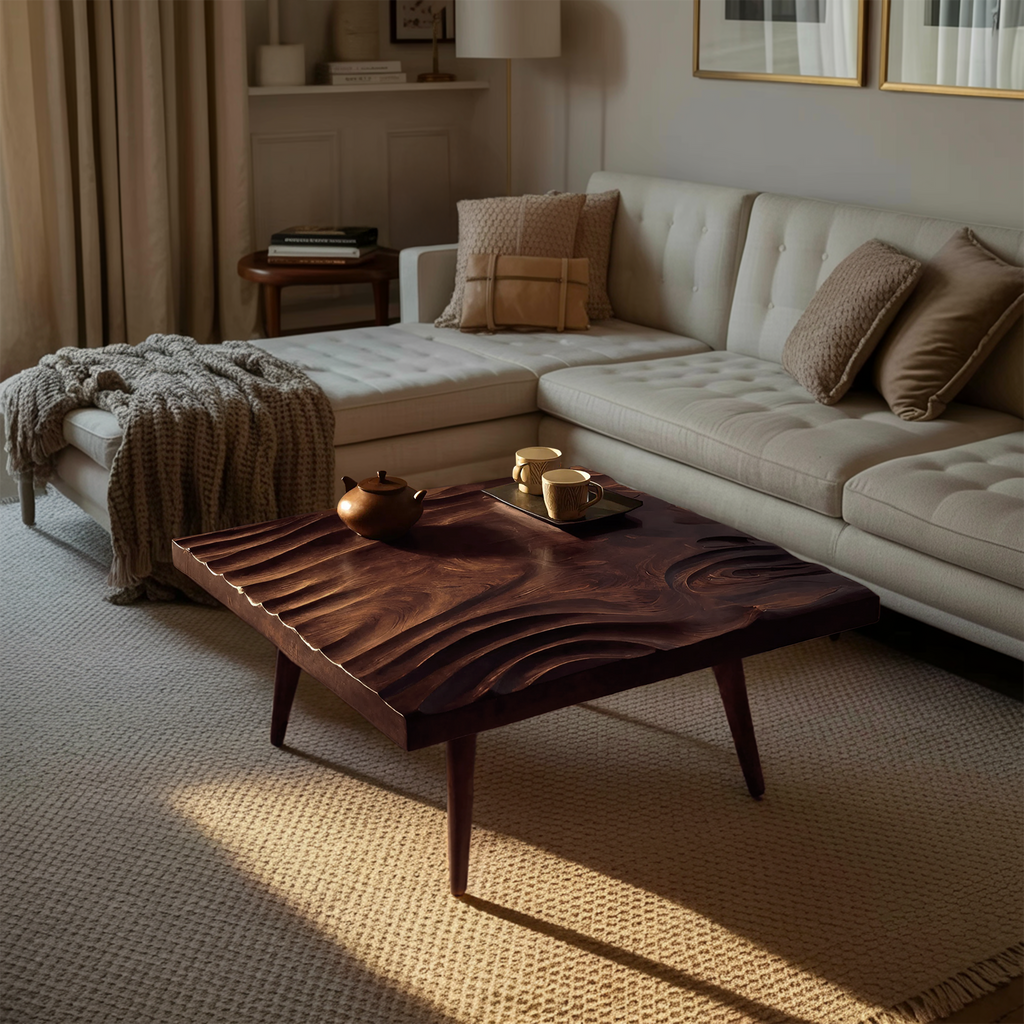 Handcrafted Irregular Solid Wood Coffee Table For Furniture Decor