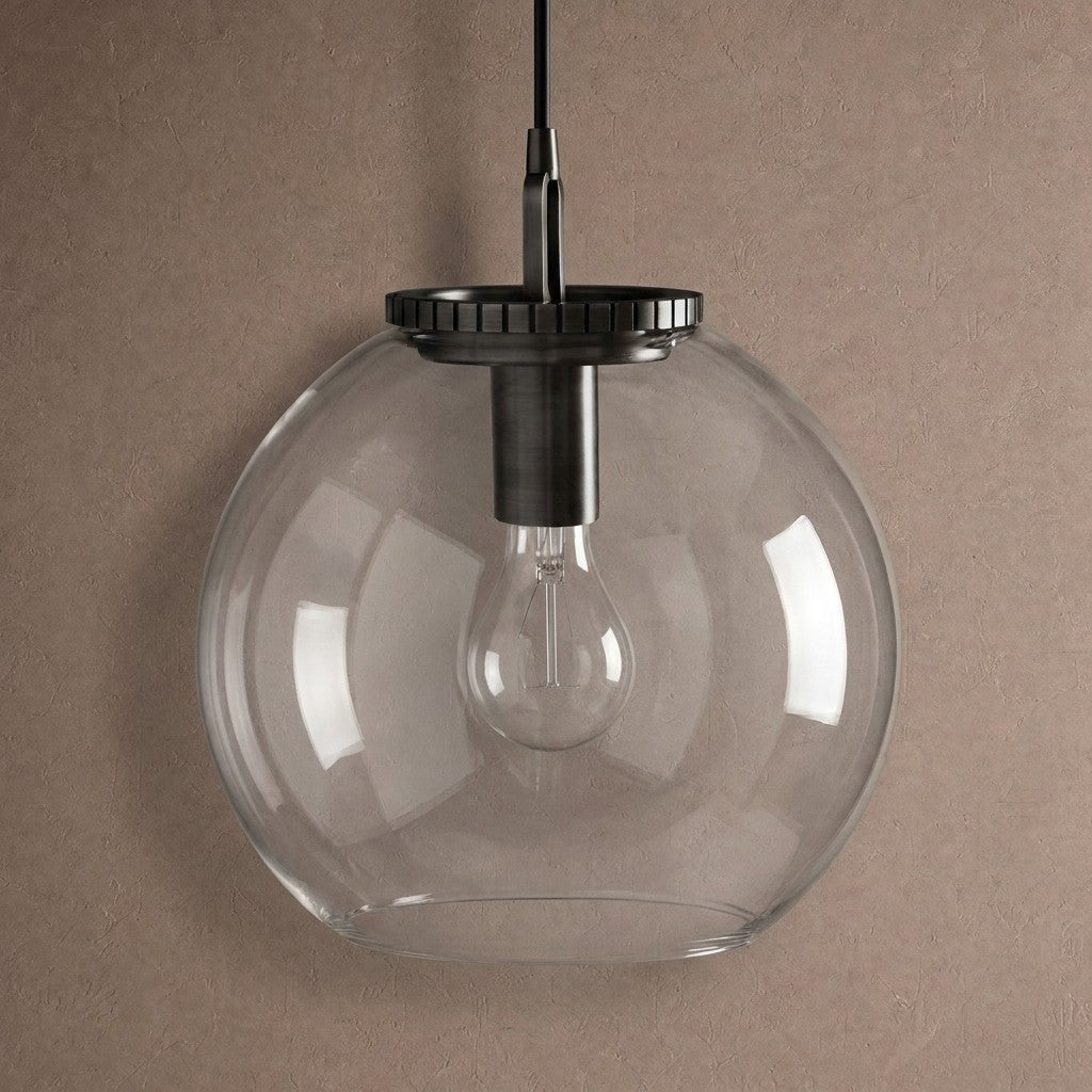 Wescotte Globe Pendant with Chain - BLACKCLEARLARGEcasivra