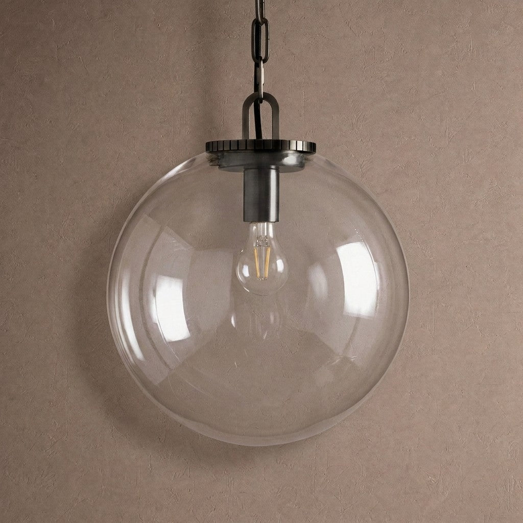 Wescotte Globe Pendant with Chain - BLACKCLEARMEDIUMcasivra