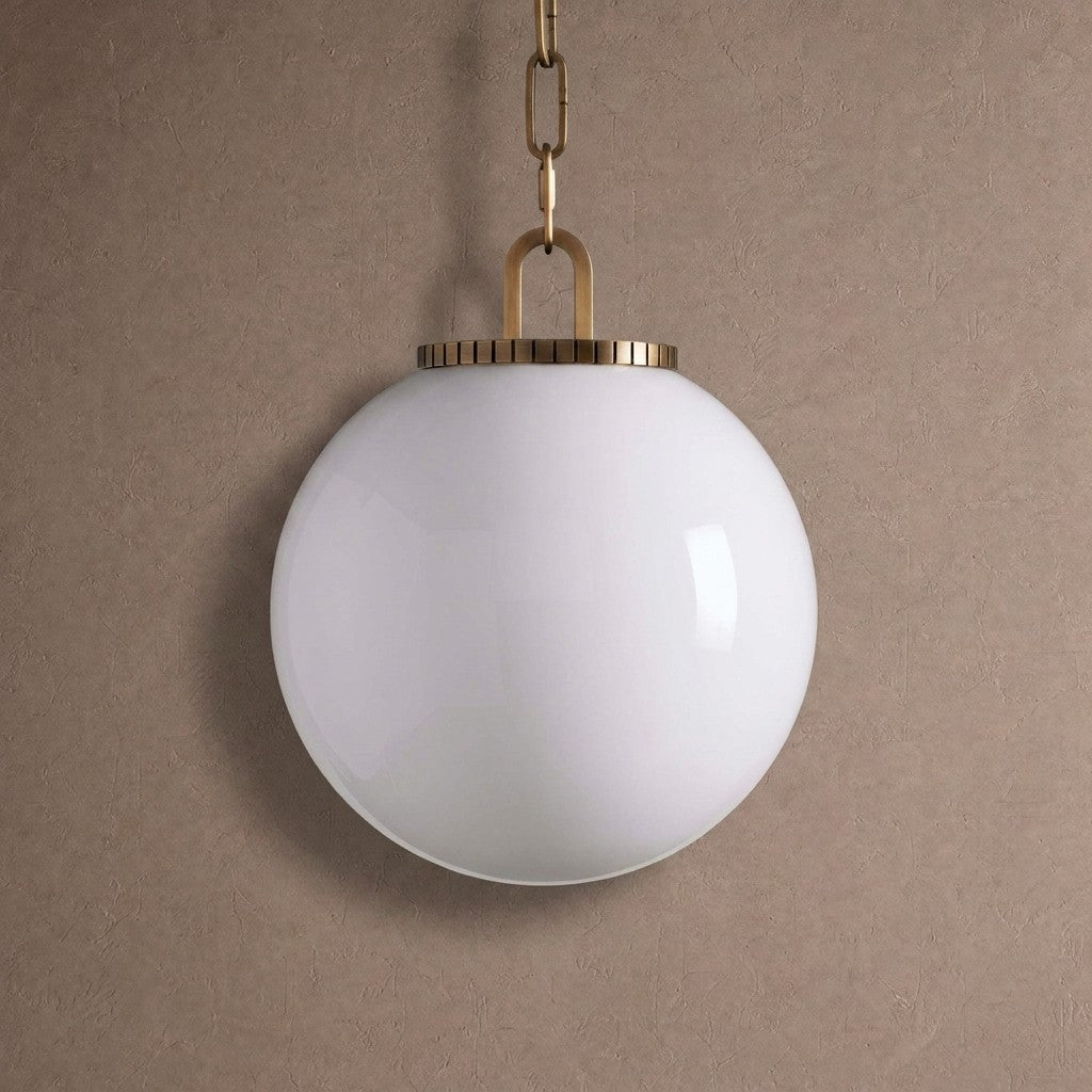 Wescotte Globe Pendant with Chain - BRASSCLEARLARGEcasivra