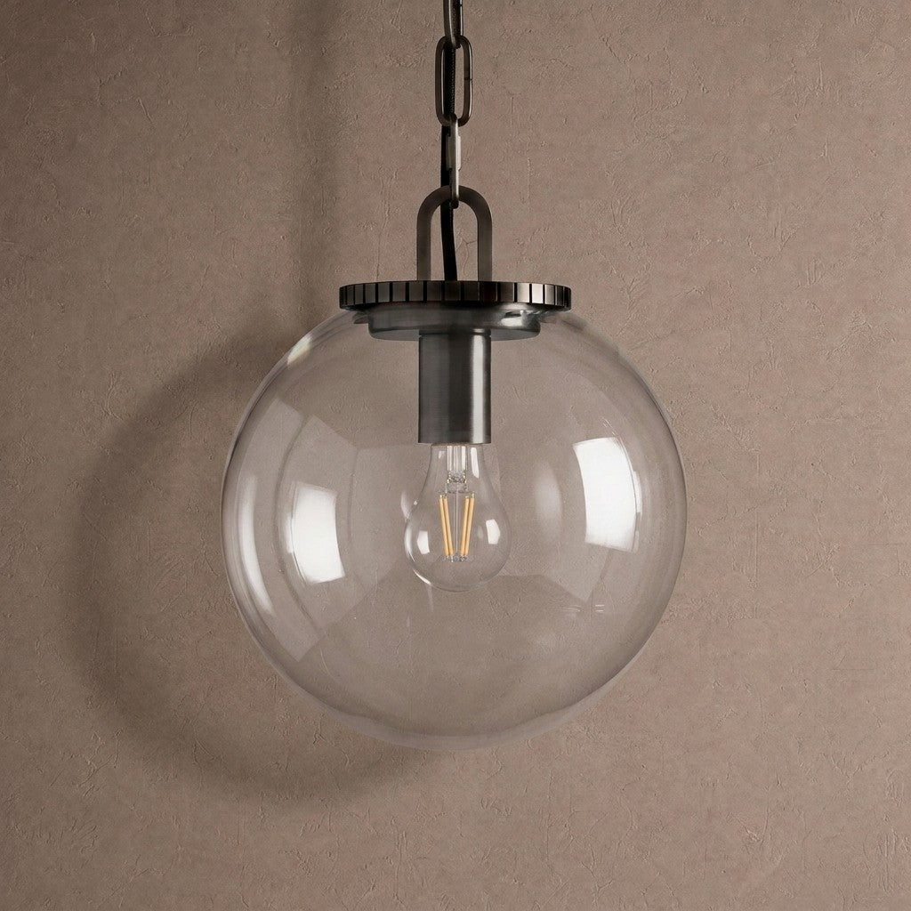 Wescotte Globe Pendant with Chain - BLACKCLEARSMALLcasivra