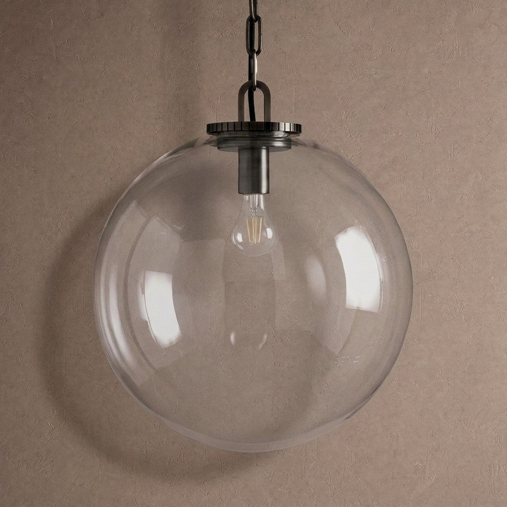 Wescotte Globe Pendant with Chain - BLACKCLEARLARGEcasivra