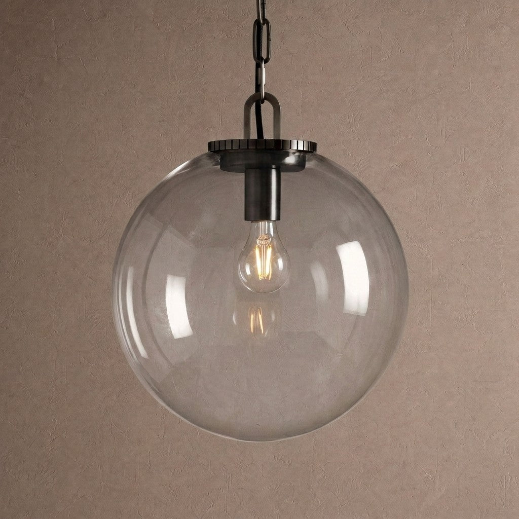 Wescotte Globe Pendant with Chain - BLACKCLEARMEDIUMcasivra