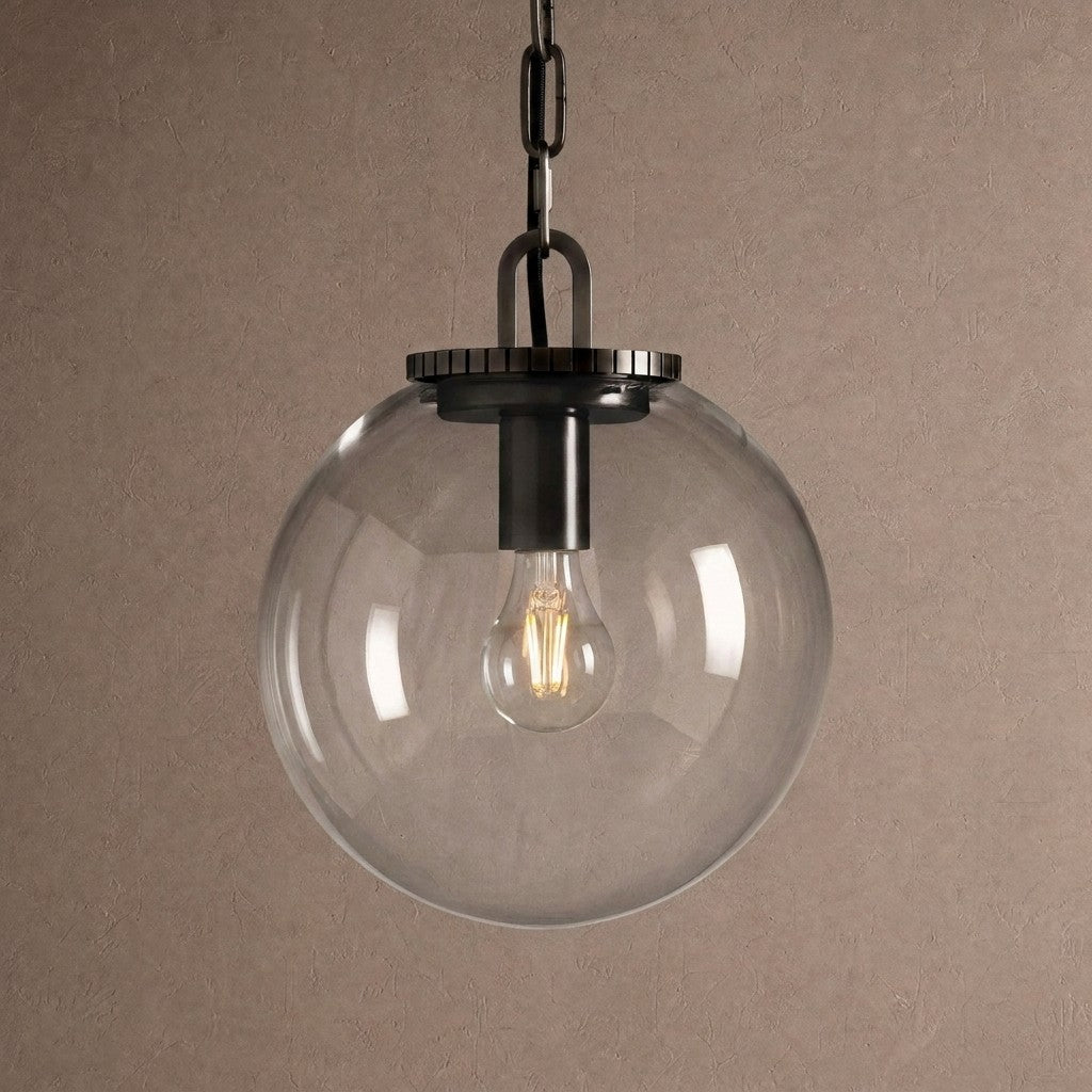 Wescotte Globe Pendant with Chain - BLACKCLEARSMALLcasivra