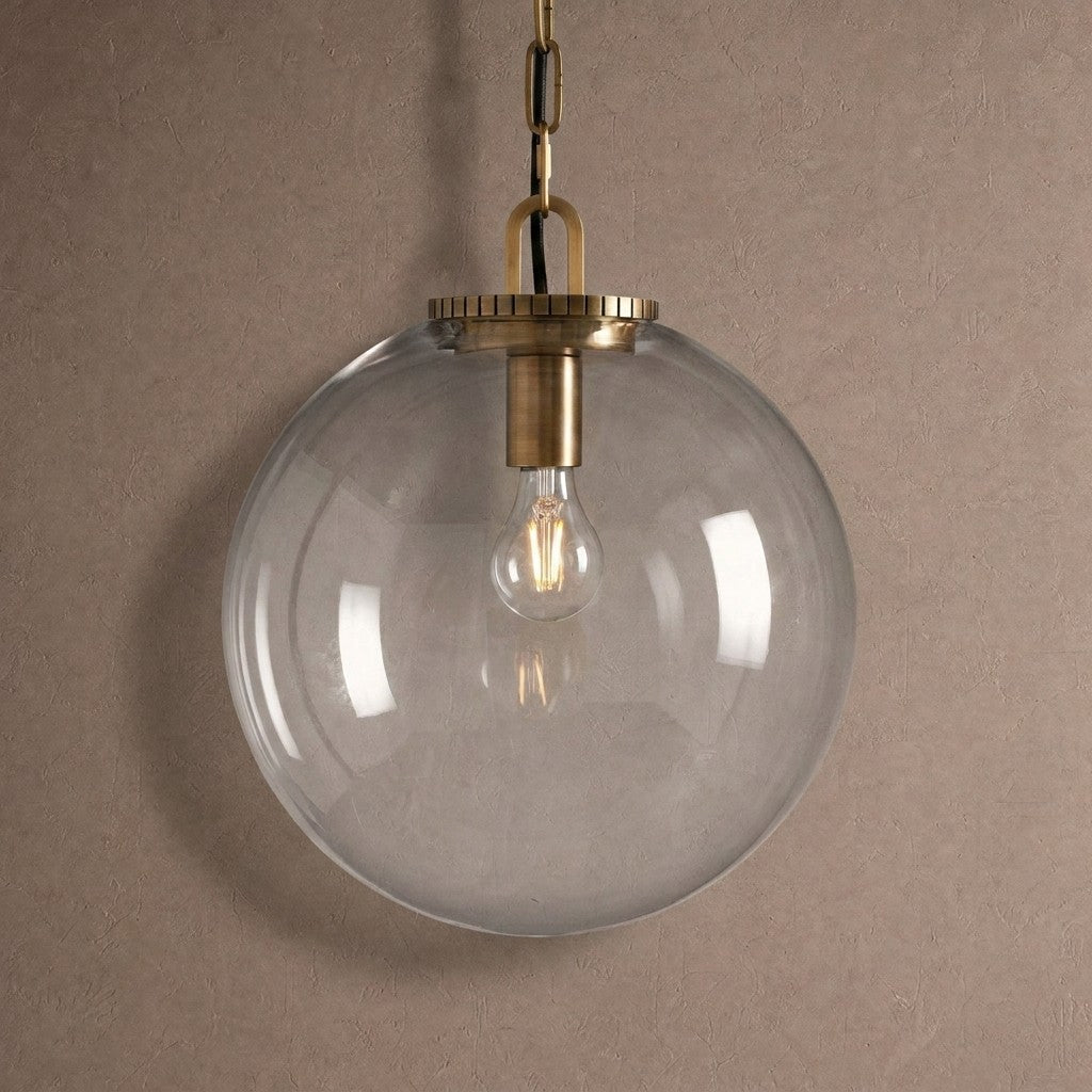 Wescotte Globe Pendant with Chain - BRASSCLEARMEDIUMcasivra