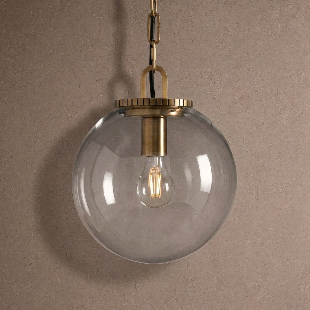 Wescotte Globe Pendant with Chain - BRASSCLEARSMALLcasivra