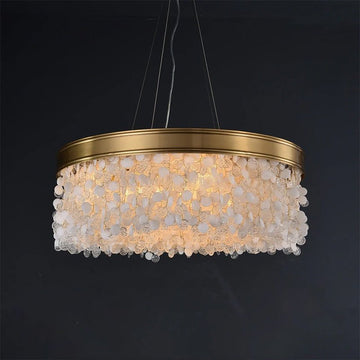 White Leaves Brass Framework Round Chandelier - casivra