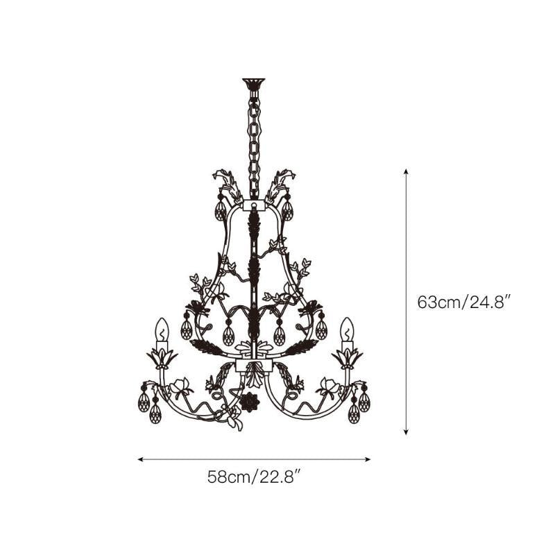 White Rose Crystal Chandelier - 6 lights ∅ 22.8″ x H 24.8″Gold & Whitecasivra