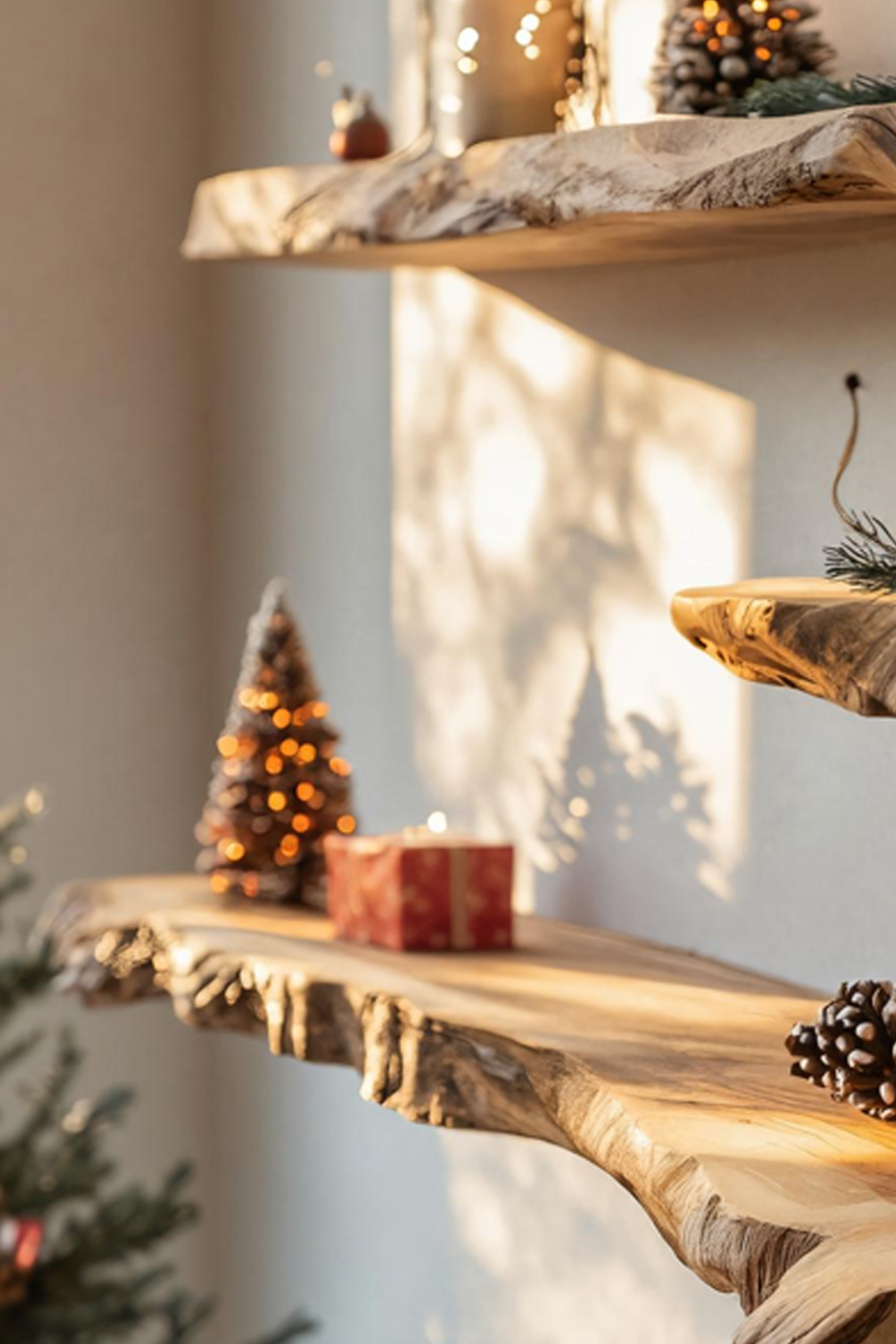 Handcrafted Live Edge Floating Shelf For Christmas Entryway Decor
