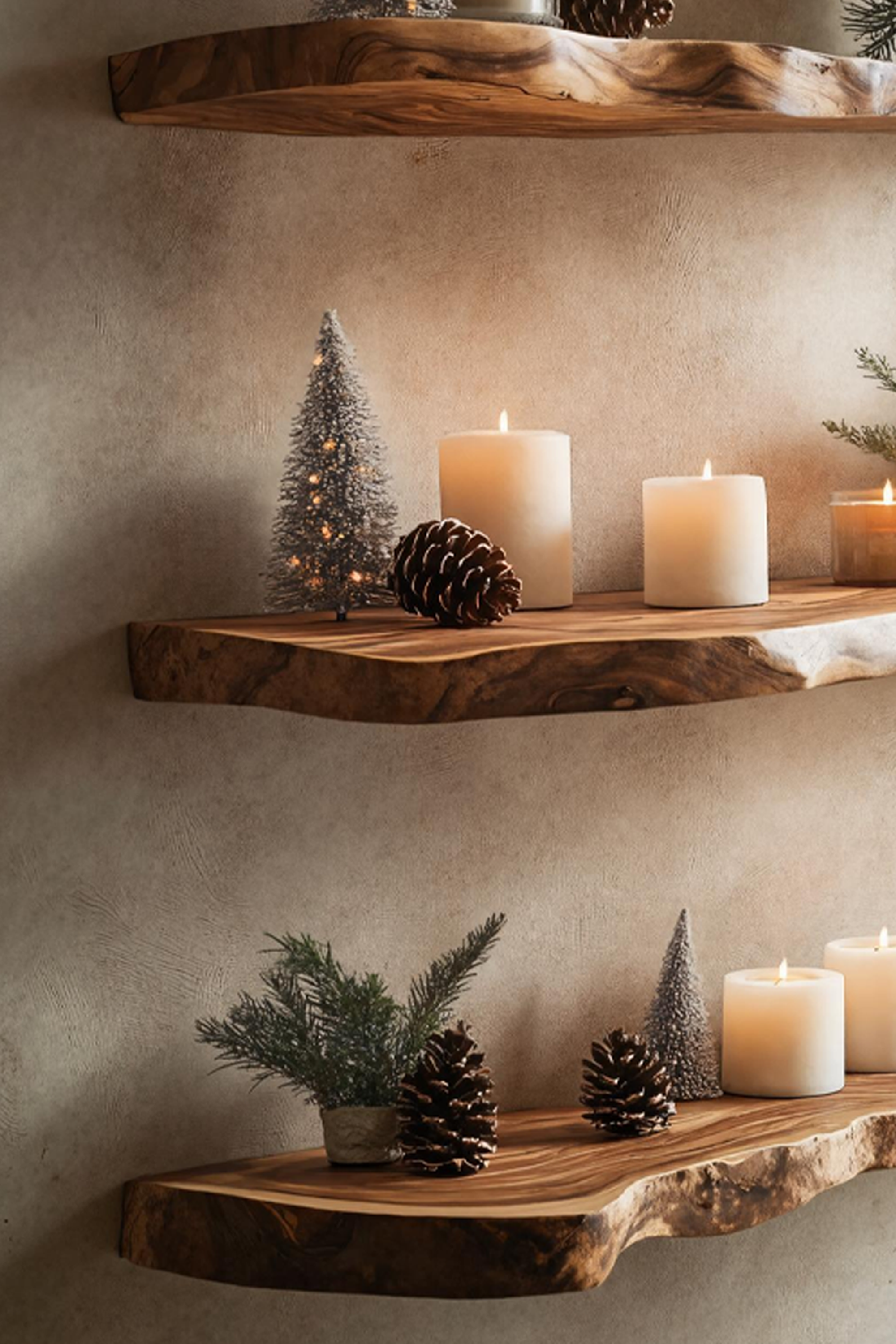 Mid Century Solid Wood Floating Shelf For Festive Furniture Decor