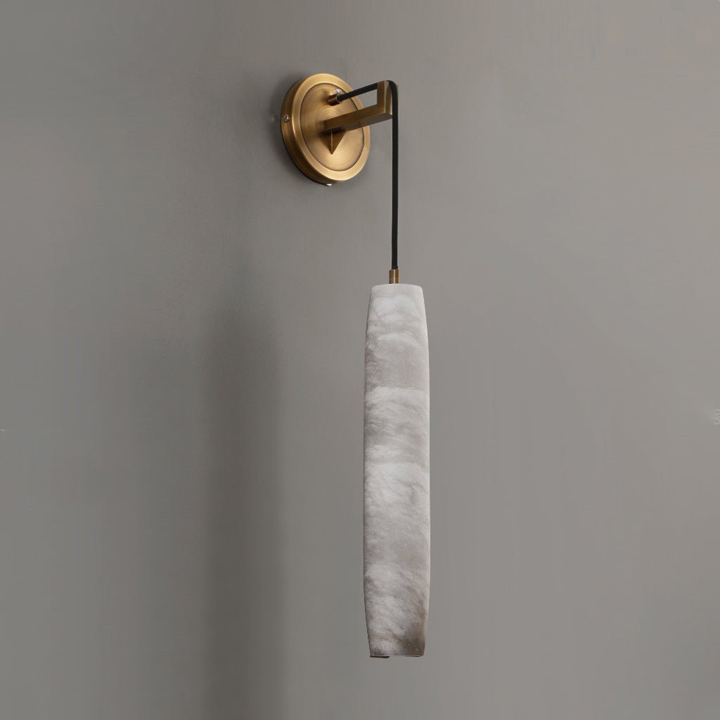 Wrenna Alabaster Flute Wall Lamp - D 7cm x H 38cm / ∅ 2.8″ x H 15″Brass＆White1 piececasivra