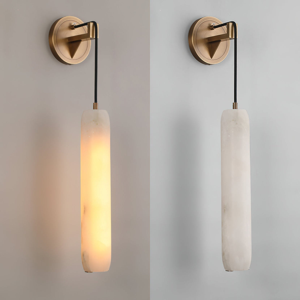 Wrenna Alabaster Flute Wall Lamp - D 7cm x H 38cm / ∅ 2.8″ x H 15″Brass＆White1 piececasivra