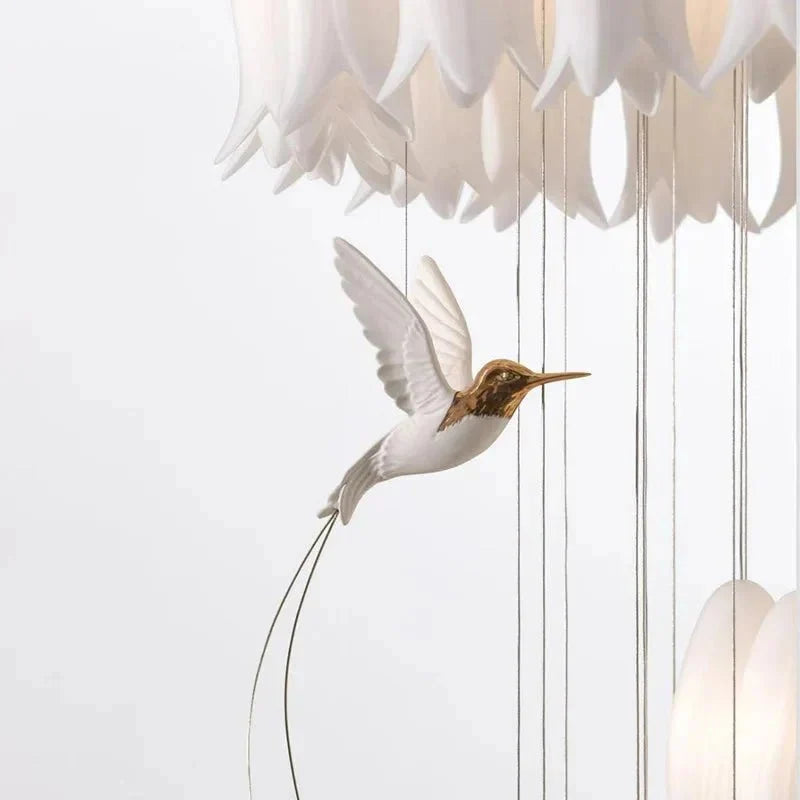 Yina White Ceramic Tulip Chandelier For Staircase-Chandeliers-casivra-casivra
