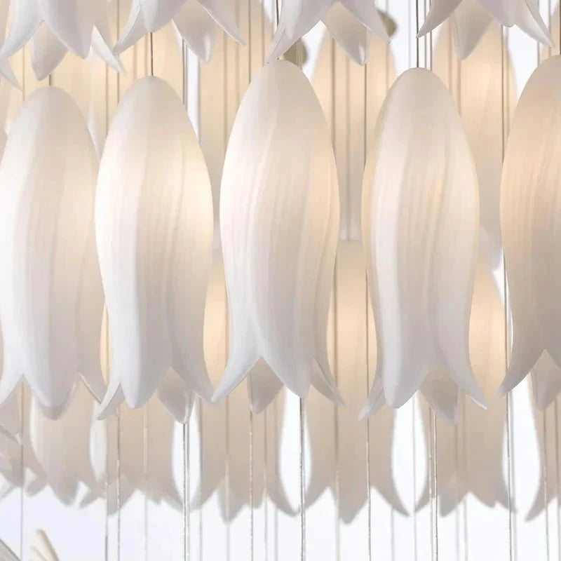 Yina White Ceramic Tulip Chandelier For Staircase-Chandeliers-casivra-casivra