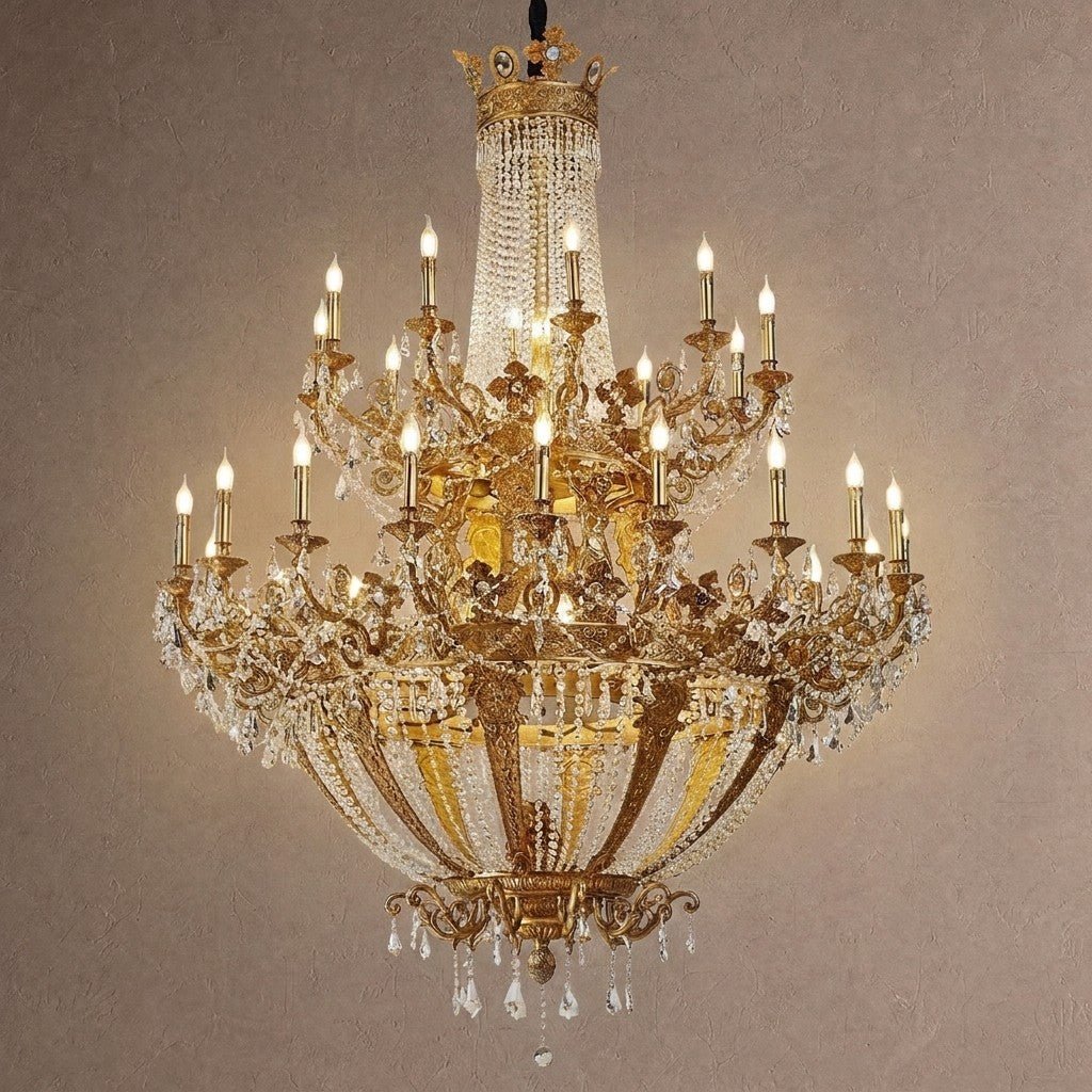 Zaira Opulent Chandelier - ∅ 62.2″ x H 82.7″Brass & Clearcasivra