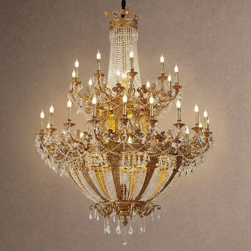 Zaira Opulent Chandelier - ∅ 62.2″ x H 82.7″Brass & Clearcasivra