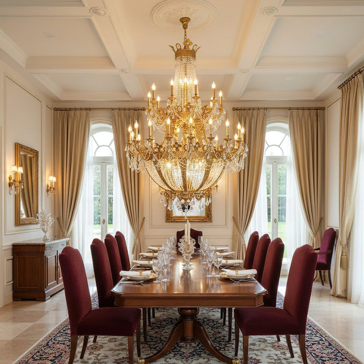 Zaira Opulent Chandelier - ∅ 62.2″ x H 82.7″Brass & Clearcasivra