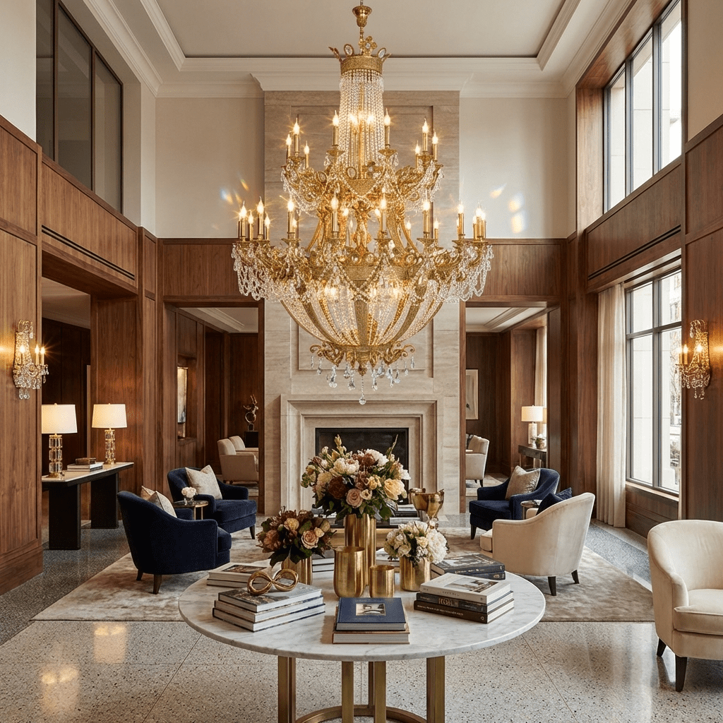 Zaira Opulent Chandelier - ∅ 62.2″ x H 82.7″Brass & Clearcasivra