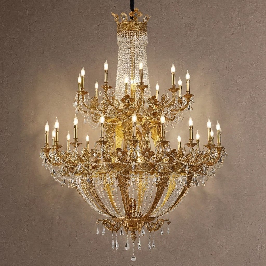 Zaira Opulent Chandelier - ∅ 62.2″ x H 82.7″Brass & Clearcasivra