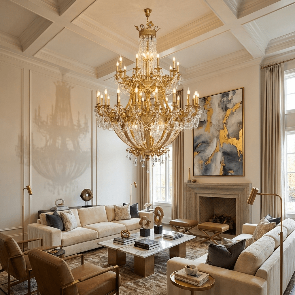 Zaira Opulent Chandelier - ∅ 62.2″ x H 82.7″Brass & Clearcasivra