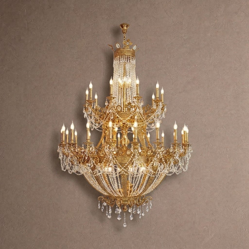 Zaira Opulent Chandelier - ∅ 62.2″ x H 82.7″Brass & Clearcasivra