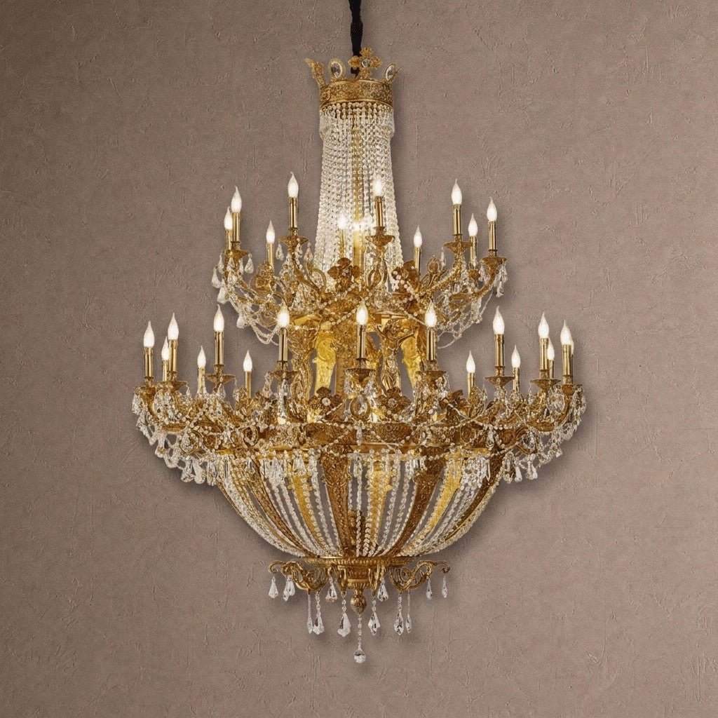 Zaira Opulent Chandelier - ∅ 62.2″ x H 82.7″Brass & Clearcasivra
